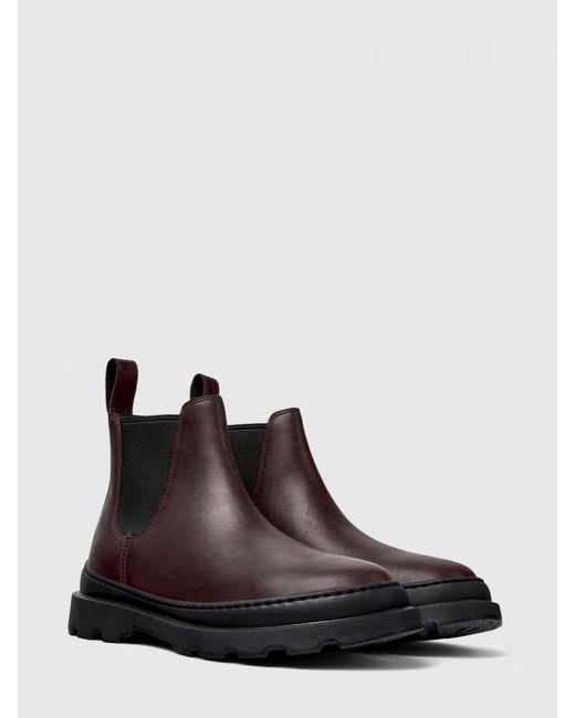 Camper Red Brutus+ Leather Ankle Boots