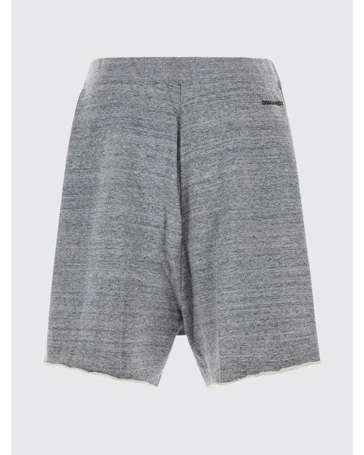 DSquared² Gray Cotton Sports Shorts With High Elastic Waist And Logo for men