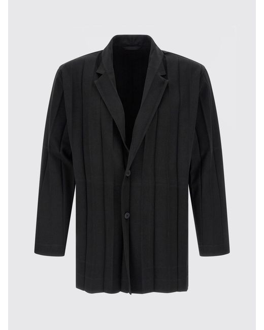 Homme Plissé Issey Miyake Black Single Breasted Polyester Blazer for men