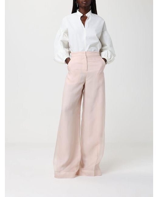 Max Mara Pink Silk Flared Trousers