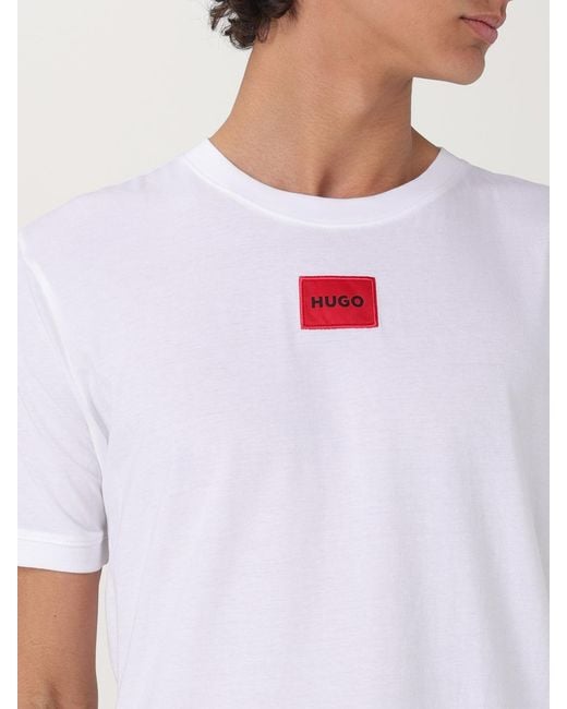HUGO White Tshirt Regular Fit Crew Neck for men