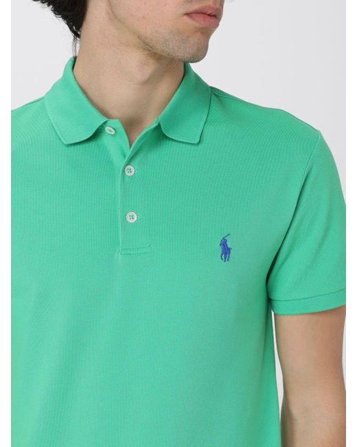 Polo in piquet di cotone con logo di Polo Ralph Lauren in Green da Uomo