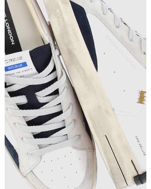 Crime London White Sk8 Deluxe Leather Sneakers for men