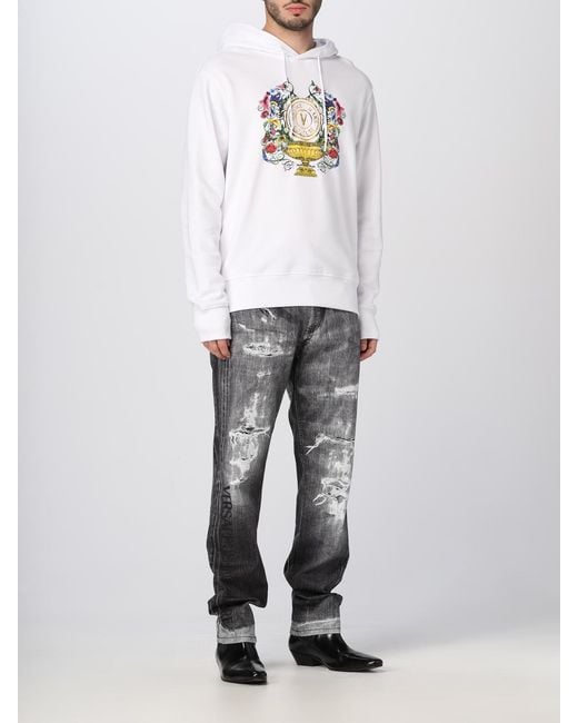Versace Jeans Couture White Sweatshirt In Cotton for men