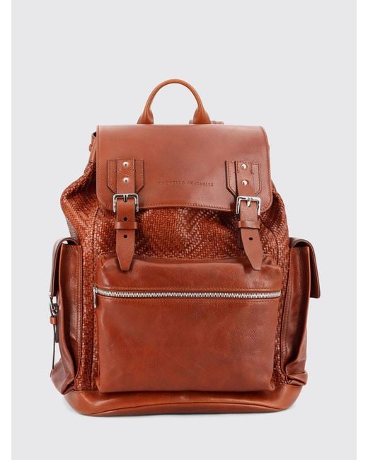 Brunello Cucinelli Brown City Backpack for men