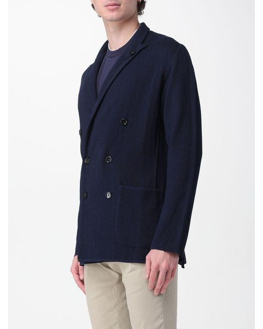 Lardini Blue Double-Breasted Blazer for men