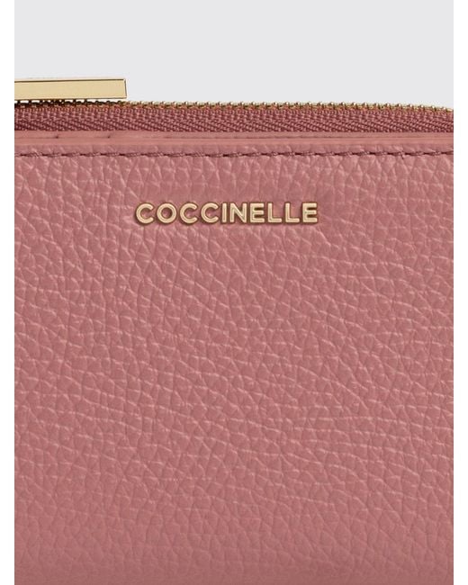 Coccinelle Pink Metallic Soft Bifold Grained Leather Wallet