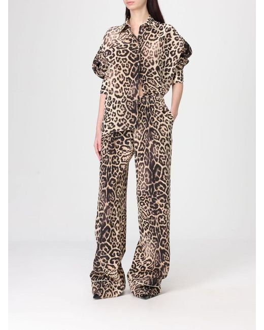 Ermanno Scervino Brown Animal Print Silk Shirt