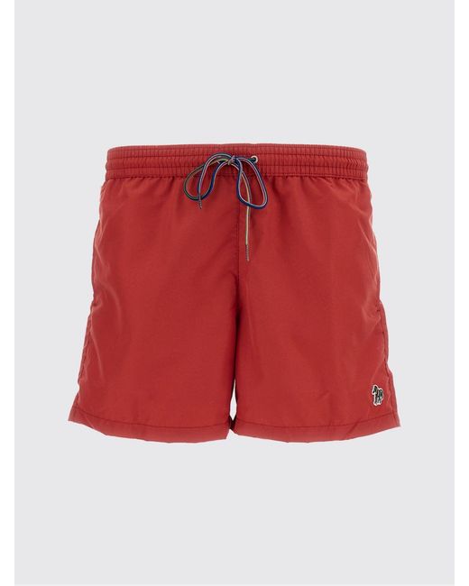 Paul Smith Red Recycled Polyester Swim Trunks for men