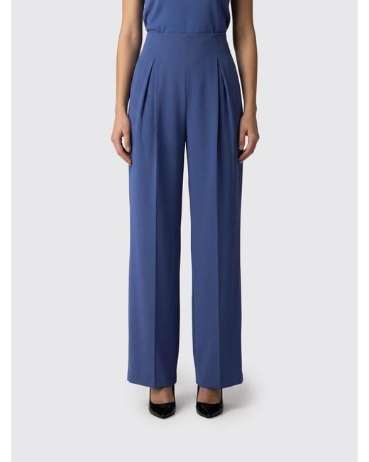 Max Mara Pure Blue Pure Stretch Silk Palazzo Trousers Max Mara