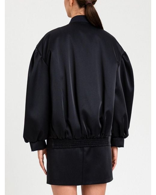 Twinset Blue Oversized Duchess Satin Bomber Jacket