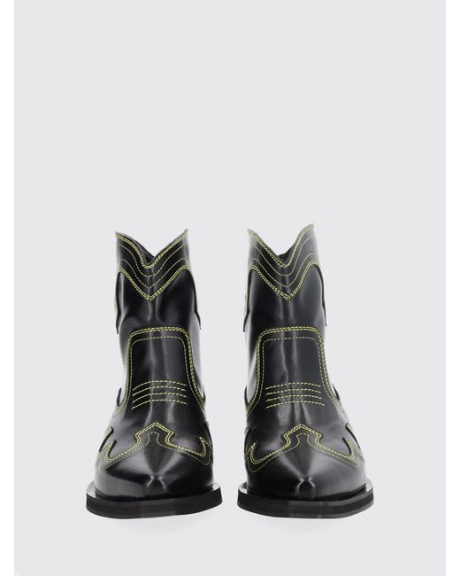 Ganni Black Low Shaft Western Ankle Boots