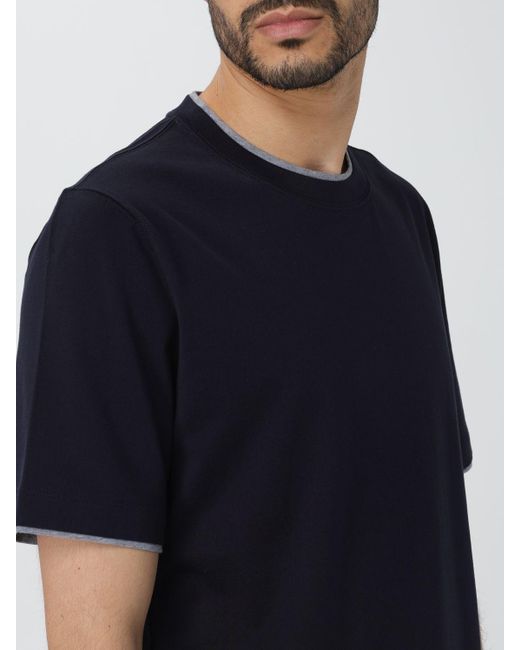 T-shirt basic di Brunello Cucinelli in Blue da Uomo