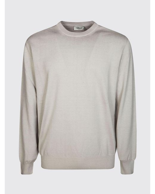Altea Gray Cotton And Cashmere Crew-Neck Jumper With Ribbed Trims for men