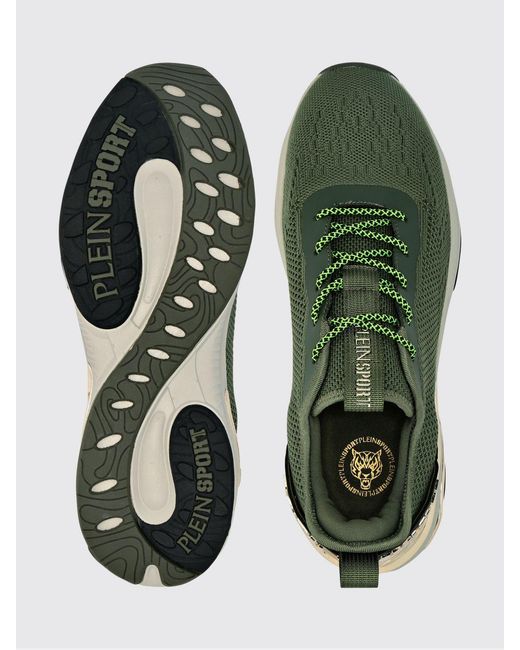 Philipp Plein Green Crochet Knit Sneakers for men