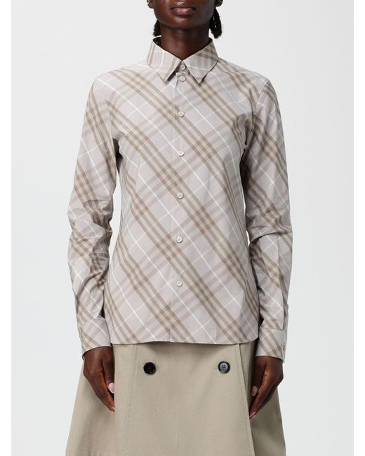 Burberry Gray Slim Fit Cotton Check Shirt