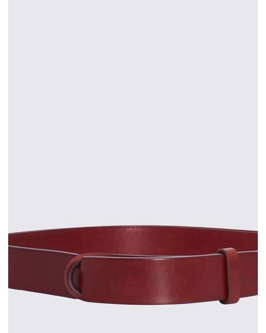 Orciani Red Leather Nobuckle Belt for men