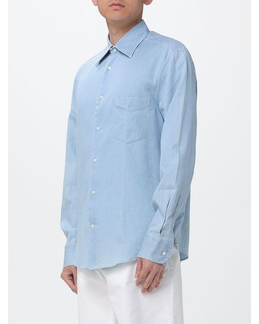 Brunello Cucinelli Blue Cotton Casual Shirt for men