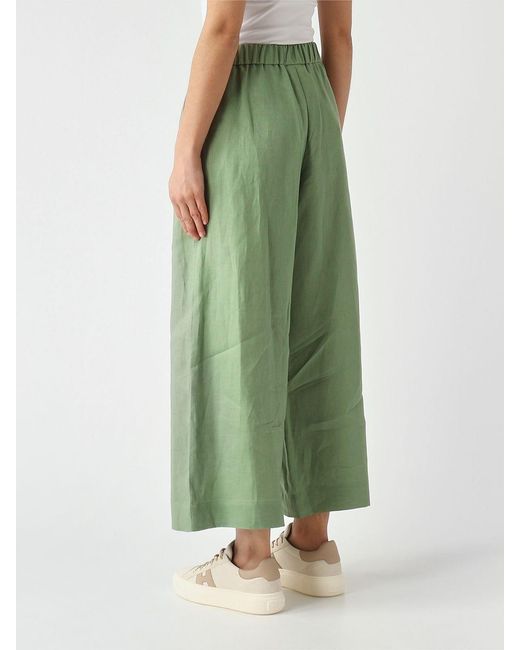 Max Mara Green Linen Crop Trousers
