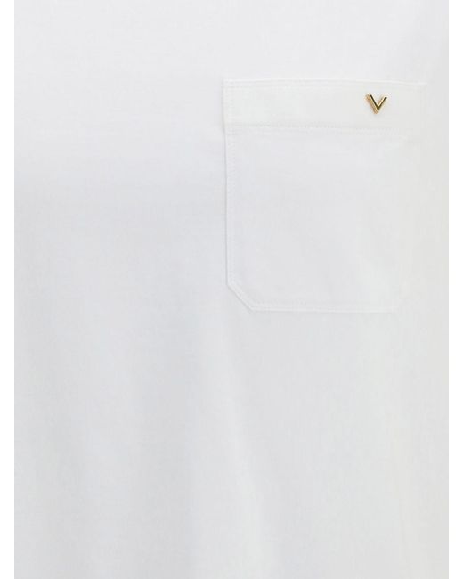 Valentino White Slim Fit Vlogo Signature Cotton Pocket T-Shirt for men