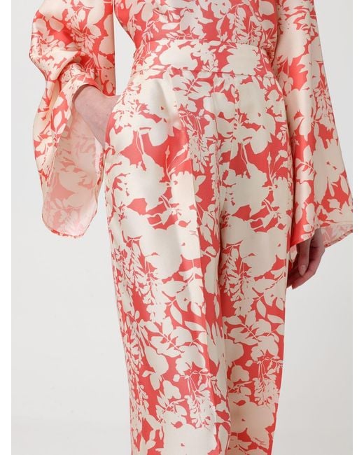 Agnona Red Floral Silk Blouse