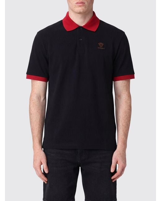 Versace Black Medusa Logo Cotton Polo Shirt for men