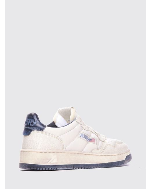Autry White Medalist Low Super Vintage Calfskin Sneakers With Worn Effect for men