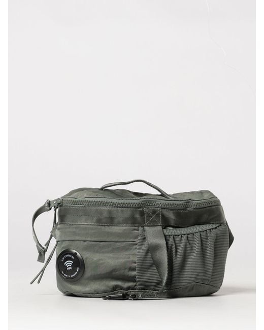 C P Company Gray Nylon Bum Bag With Applied Logo And Adjustable Strap for men