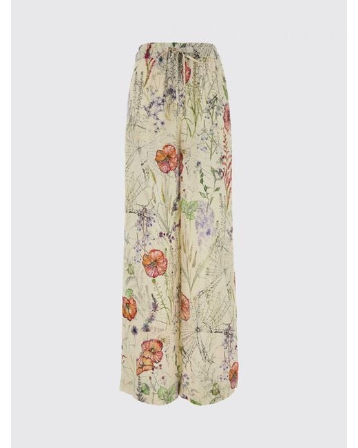 McQueen Natural Printed Viscose Palazzo Trousers