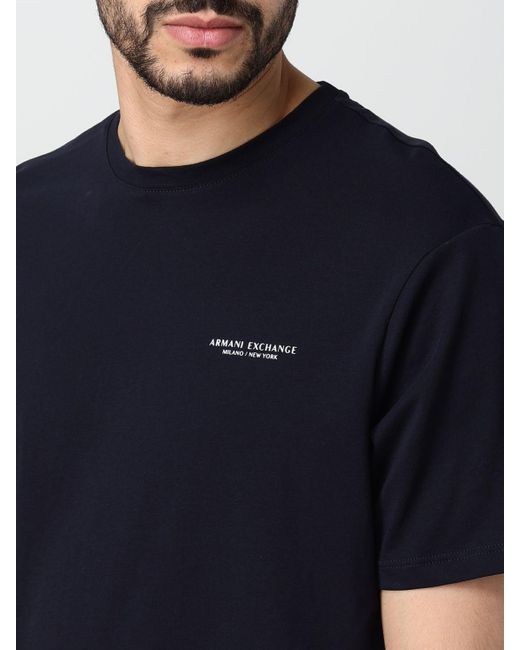 T-shirt di cotone di Armani Exchange in Blue da Uomo