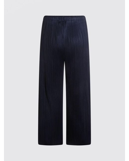 Pleats Please Issey Miyake Blue Pleated Polyester Trousers