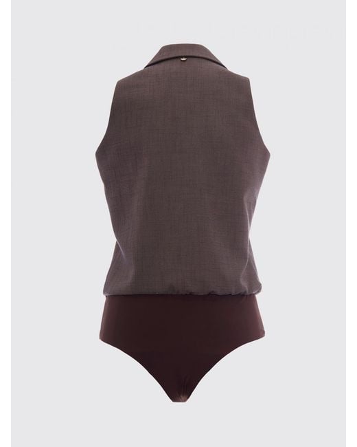 Liu Jo Gray Viscose Blend Bodysuit Vest