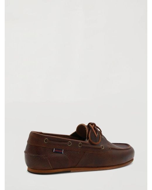 Sebago Brown Owen Natural Grain Leather Boat Loafers for men