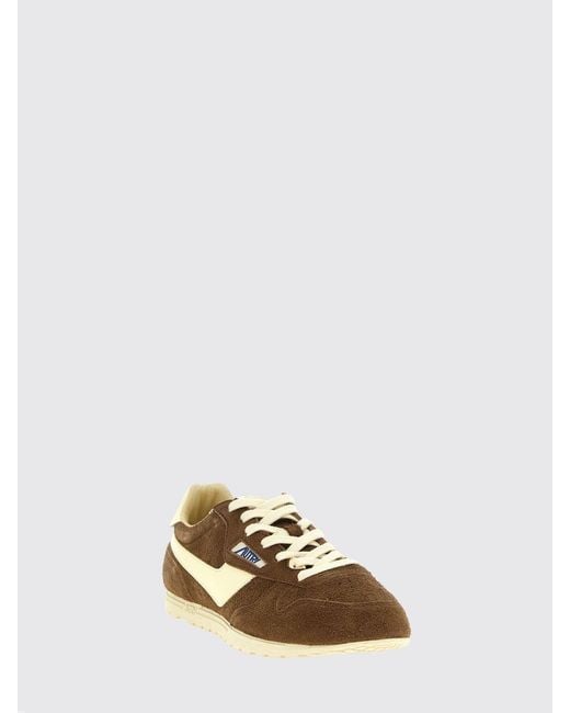 Autry Brown Windspin Low Top Leather And Nylon Sneakers With Suede Inserts for men