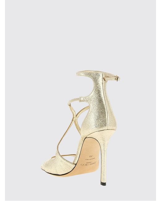 Jimmy Choo Natural Azia Laminated Nappa Sandals With A Stiletto Heel And Square Toe