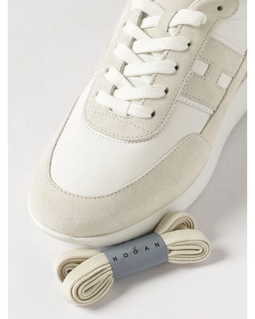 Hogan Natural Interactive³ Suede And Leather Sneakers for men