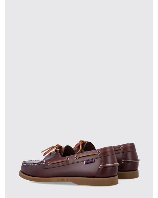 Sebago Brown Portland Waxed Leather Boat Loafers for men