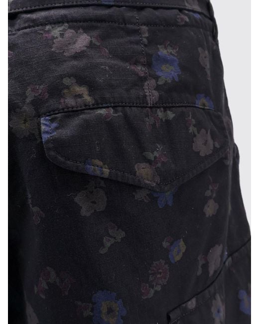 Sacai Black Floral Print Cotton Cargo Shorts for men