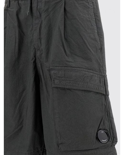 C P Company Gray Cotton Cargo Shorts for men