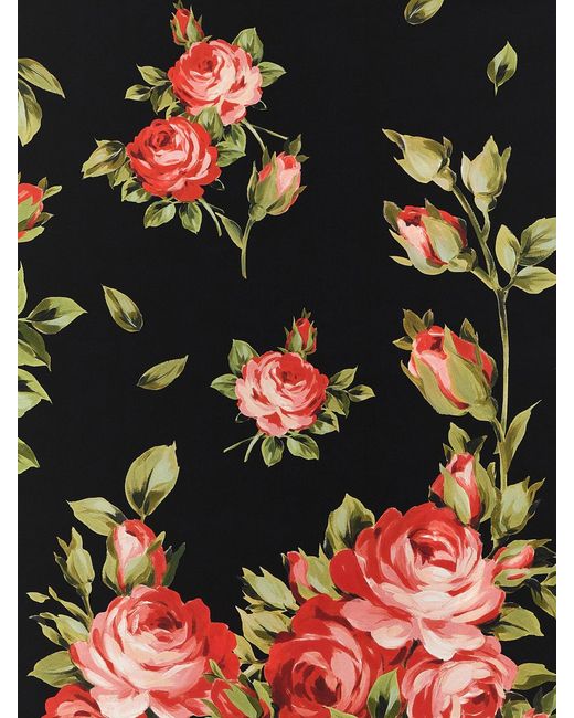 Dolce & Gabbana Red Dolce &Amp Gabbana Floral Print Silk Scarf