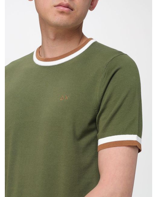 Sun 68 Green Basic Cotton T-Shirt for men