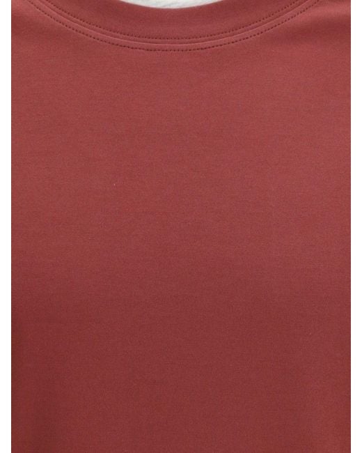 Brunello Cucinelli Red Cotton Crew-Neck T-Shirt With Contrasts for men