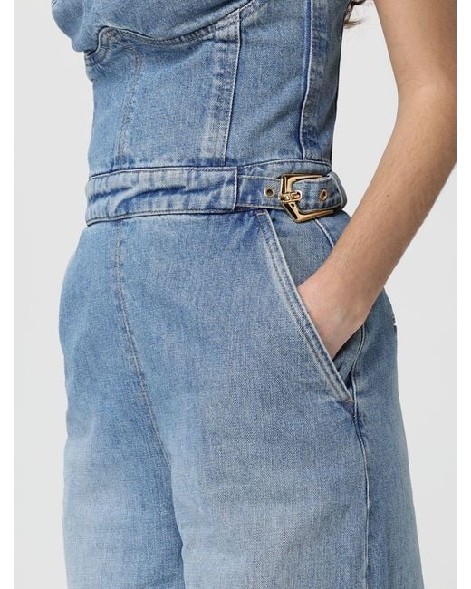 Elisabetta Franchi Blue Denim Jumpsuit