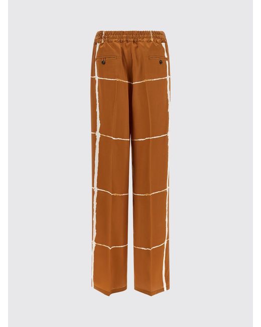 Kiton Brown Printed Silk Palazzo Trousers