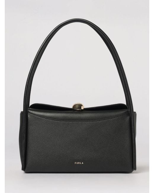 Furla Black Nicole Grained Leather Bag