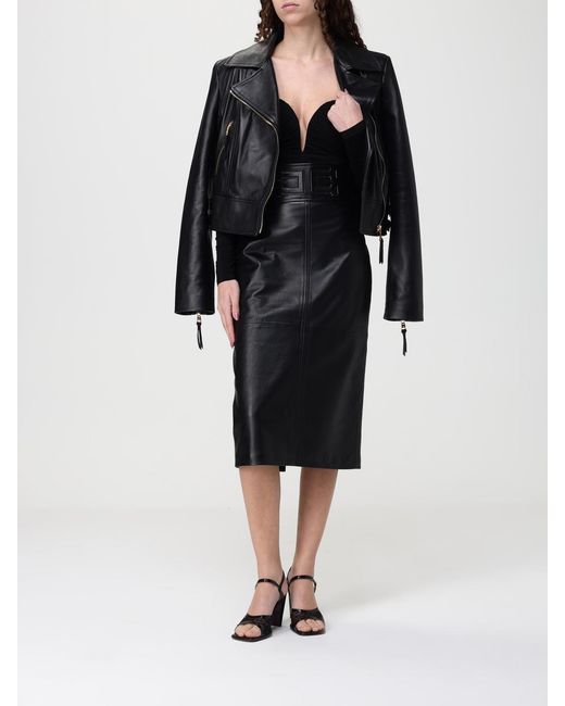 Elisabetta Franchi Black Leather Biker Jacket