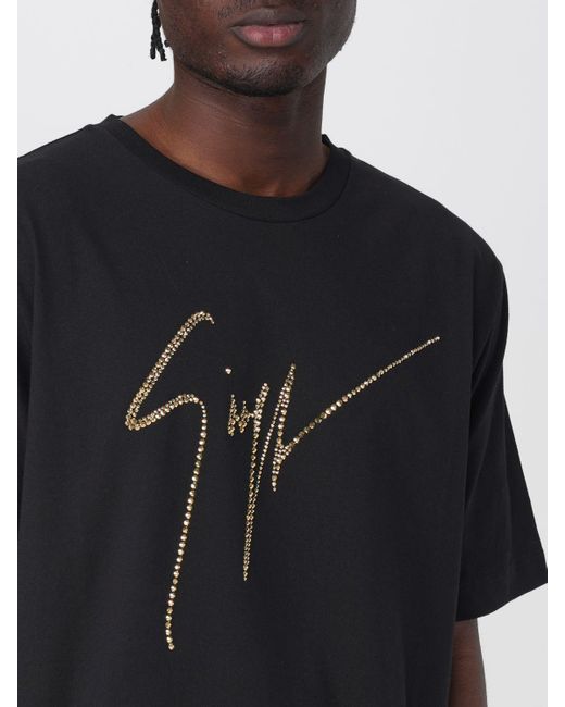 T-shirt in cotone con logo in strass di Giuseppe Zanotti in Black da Uomo