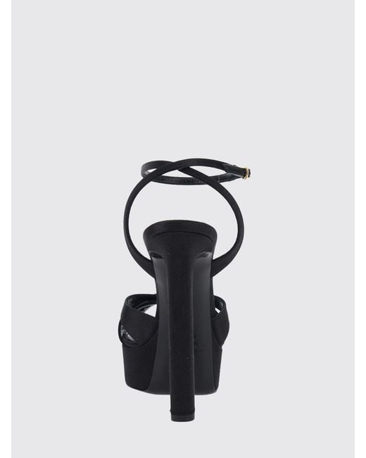Saint Laurent Black Chandelle Satin Platform Sandals With High Square Heel