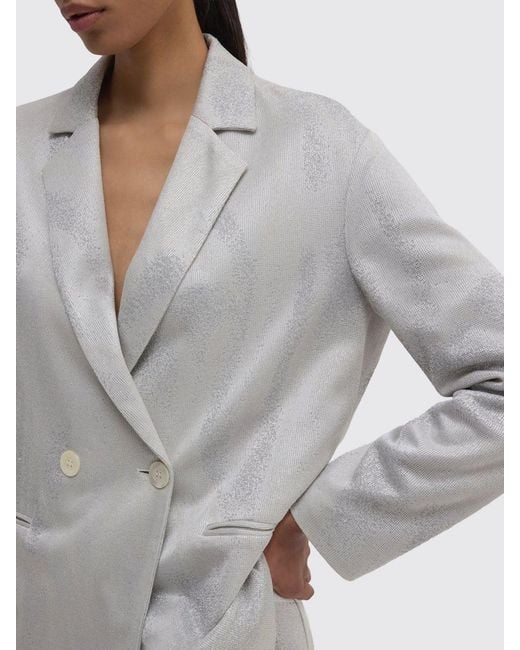 MACCAPANI Gray Double-Breasted Viscose And Cotton Blazer