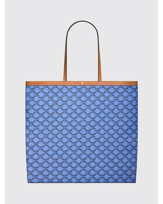 Céline Blue Triomphe Fabric Tote Bag With Logo
